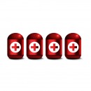 瑞士国旗 红色时光胶囊气门嘴帽/Swiss flag redCapsule shaped valve setm caps